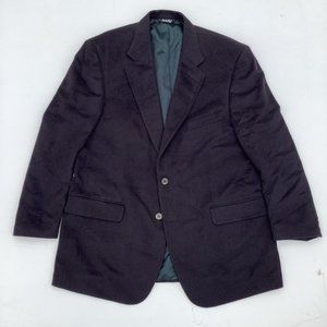 Lord & Taylor Grant Thomas 100% Cashmere Black Blazer Jacket Sport Coat 44R